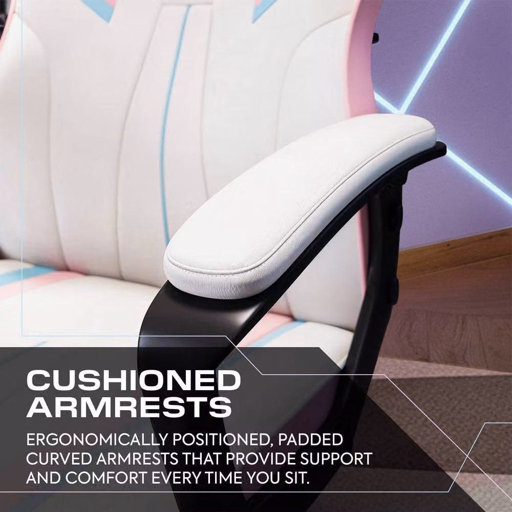 X Rocker Tempest Ergonomic Gaming Chair in White with Extra Wide Synthetic Leather Seat – 4