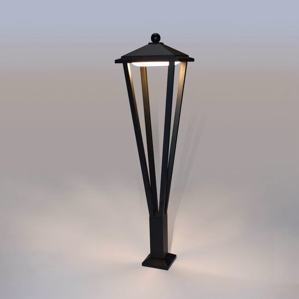Netlighting Bons Black Metal Outdoor LED Bollard Garden Floor Light with 3000K Warm White Light and IP54 Rating – 2