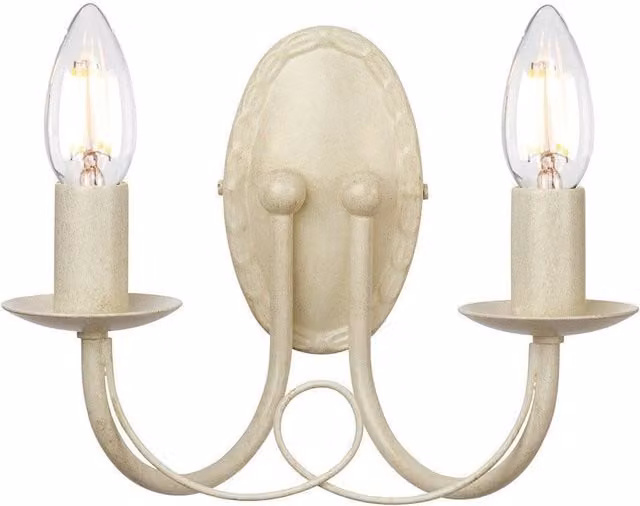 Netlighting Minster 2 Light Indoor Candle Wall Light in Gold and Ivory with E14 Bulbs