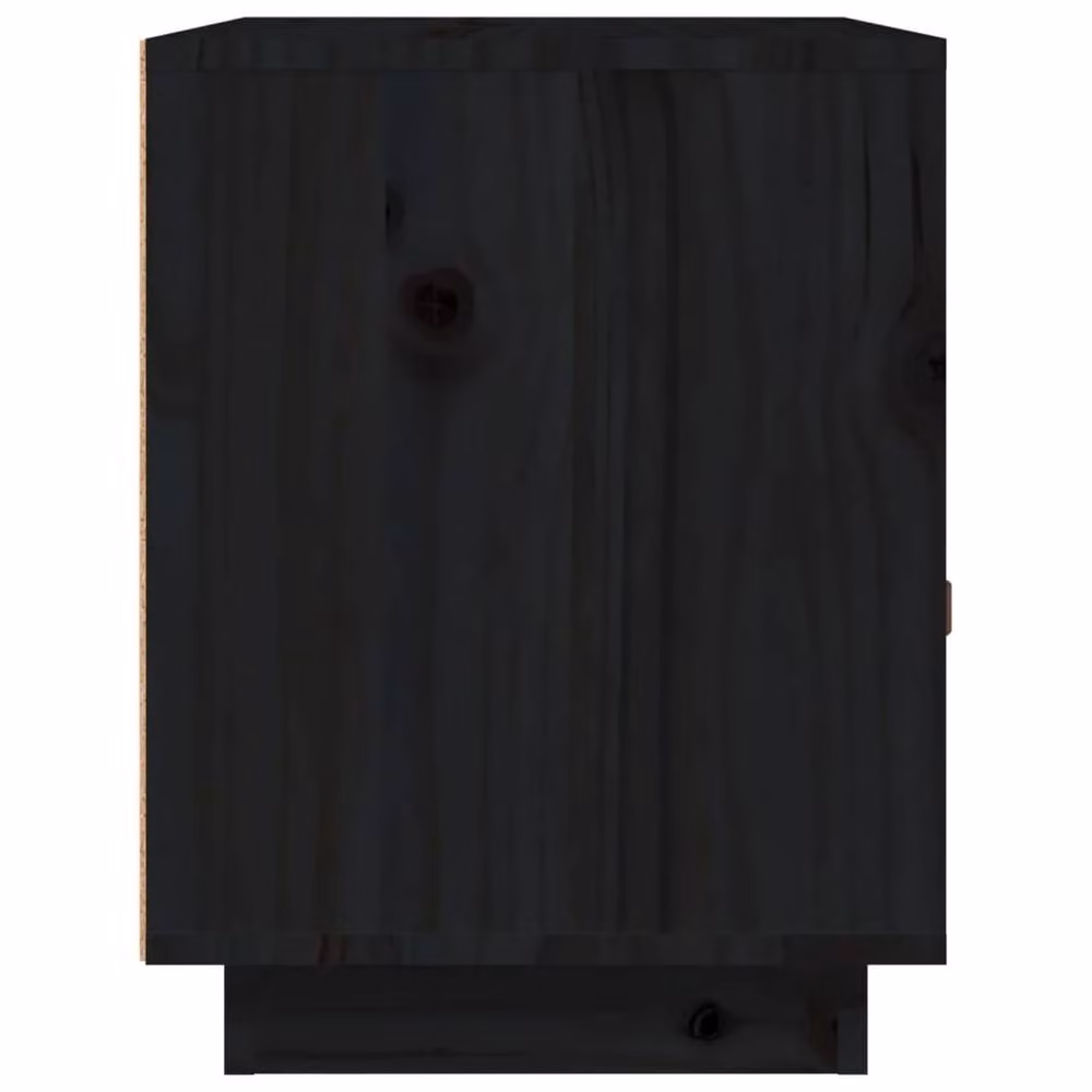 Berkfield Home Beautiful Black Solid Wood Pine Bedside Cabinet W: 40 cm, D: 34 cm, H: 45 cm – 6