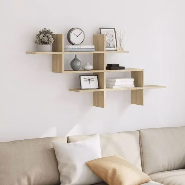 Berkfield Home Sonoma Oak Wall Shelf, Beige, W: 124.5 cm, D: 18 cm, H: 60.5 cm – 1