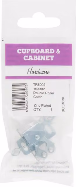 Hiatt Zinc Plated Double Roller Catches with Screws in Silver