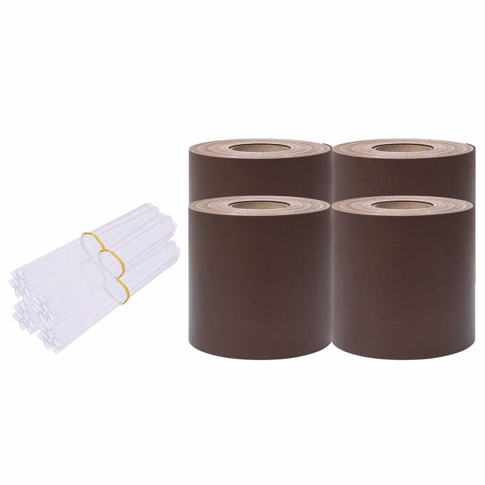 Berkfield Home Garden Privacy Screens, 4 Piece Brown PVC and Metal Strip Set – 2