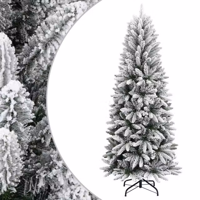 Berkfield Home Artificial Flocked Snow Christmas Tree in White, Height: 150 cm – 1