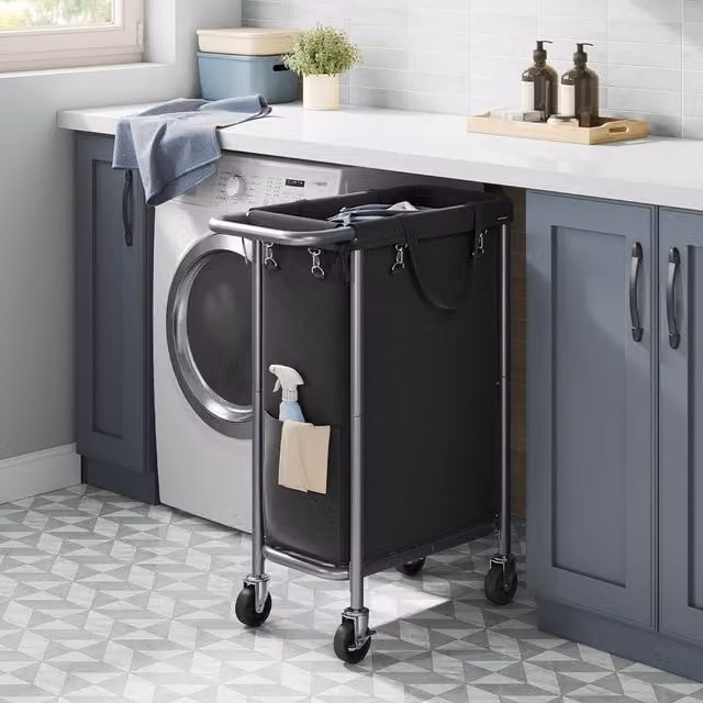 SONGMICS Wheeled Laundry Hamper with Removable Liner and Handles, Black – 1