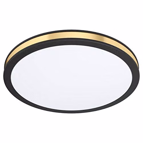 Loops Modern LED Wall and Ceiling Light in Black with White and Gold/Brass Shade