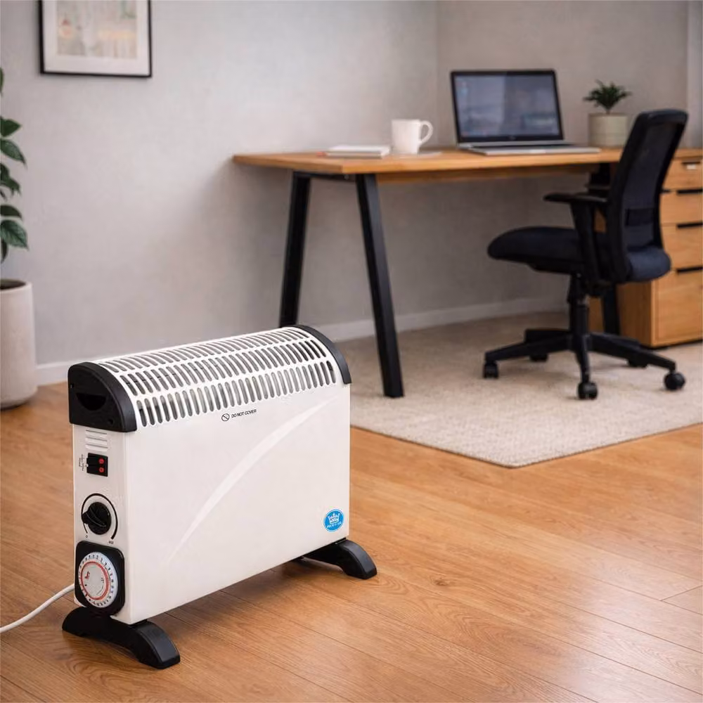 Prem-i-Air 2kW Freestanding Convector Heater in White with 24-Hour Timer and Thermostat – 2