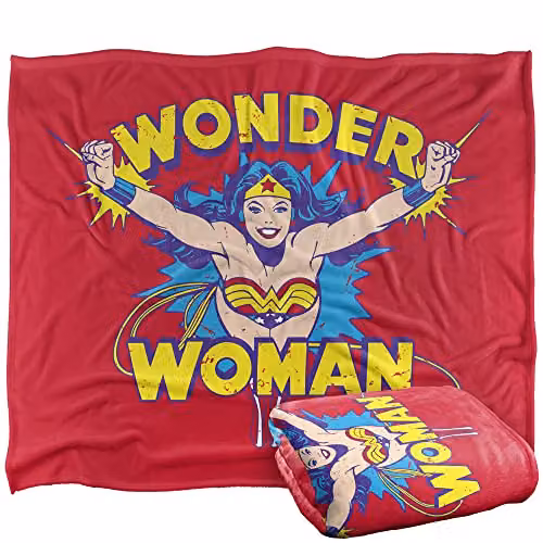 LOGOVISION Wonder Woman Silky Touch Super Soft Fleece Throw Blanket, White and Multicolour, W/D/H: 152 x 127 cm