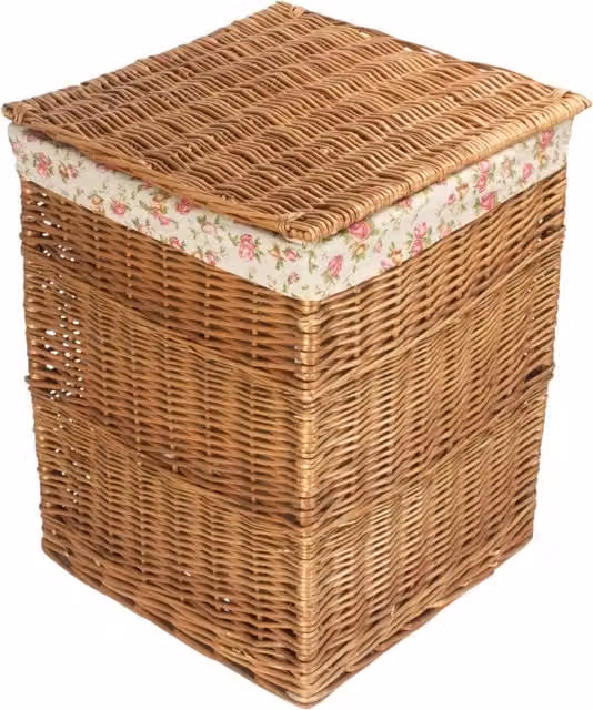 Red Hamper Natural Wicker Square Laundry Basket with Cotton Lining and Handles, W/D/H: 35.0 x 34.0 x 50.0 cm – 1