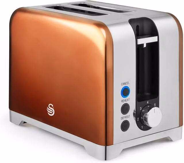 Swan Solace 2 Slice Stainless Steel Toaster in Copper Bronze
