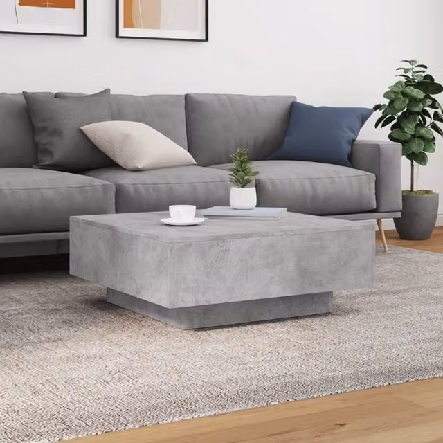 Berkfield Home Modern Square Coffee Table in Concrete Grey, W/D/H: 80 x 80 x 31 cm – 1
