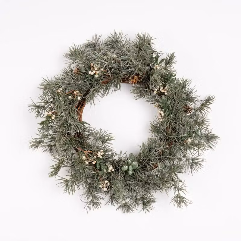 Scottish Everlastings Ltd Green Natural Feel Christmas Wreath with Lights, Diameter: 40 cm – 1