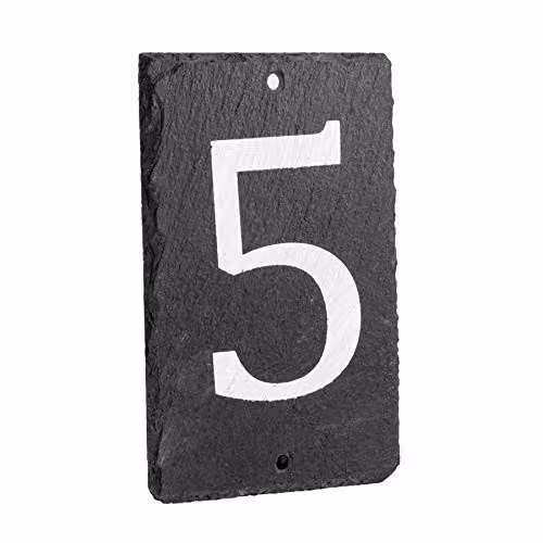 Nicola Spring Natural Solid Slate House Number Plaque in Grey and White, W/H: 9 x 14.5 cm – 5