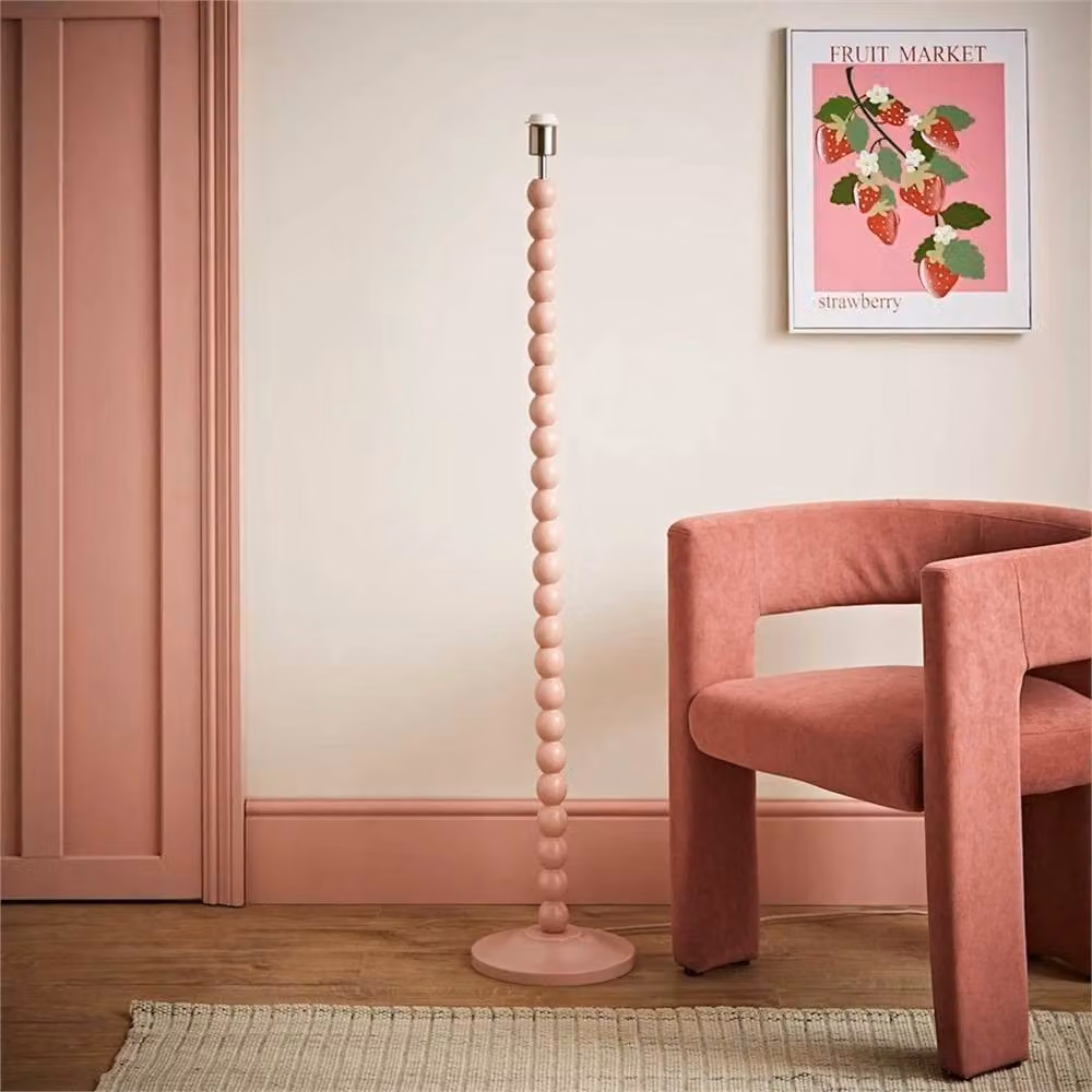 SPETLEK Pastel Bobbin Modern Cylinder Floor Lamp Base in Pink – 2