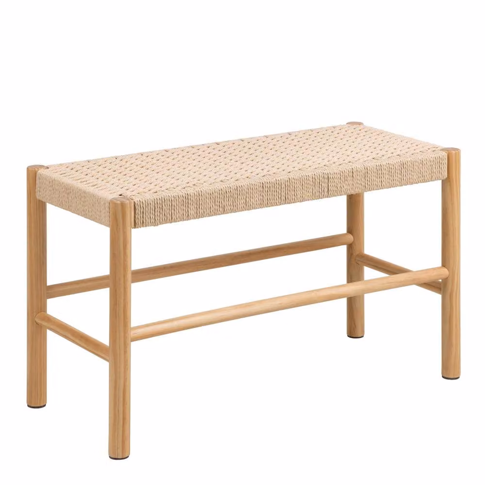 Wyld Haus Tilst Natural Woven Paper Cord Bench with Pine Legs in Beige – 2