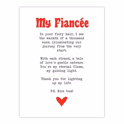 Artery8 Love Poem Ginger Fiancée Romantic Wall Art Poster Print on White Thick Paper, W: 46 cm, H: 61 cm
