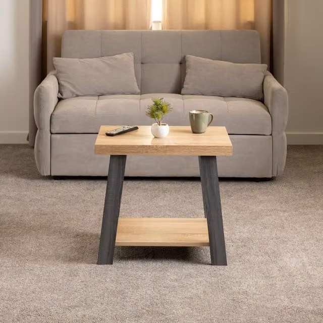 Seconique Eddie Rustic Oak and Grey Square Side Table