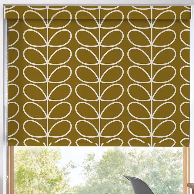 Orla Kiely Jumbo Linear Stem Made to Measure Blackout Roller Blind in Seagrass