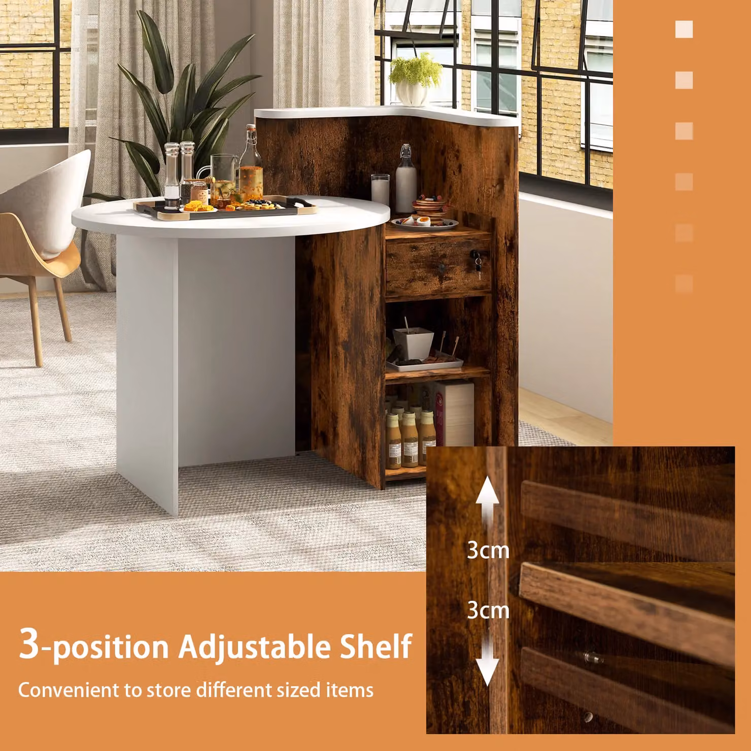Costway Modern White Reception Desk with Lockable Drawer and MDF Laminate Finish – 3