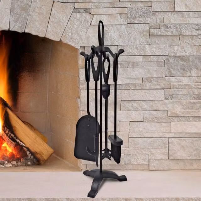 Marco Paul 5pc Cast Iron Fireside Accessory Set in Black