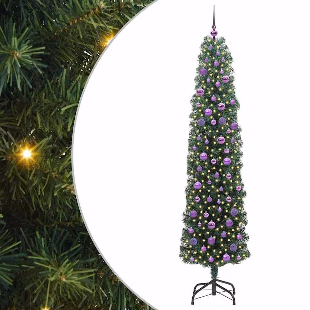 Berkfield Home Artificial Green Christmas Tree with 300 Warm White LEDs and Stand, Height: 210 cm – 2