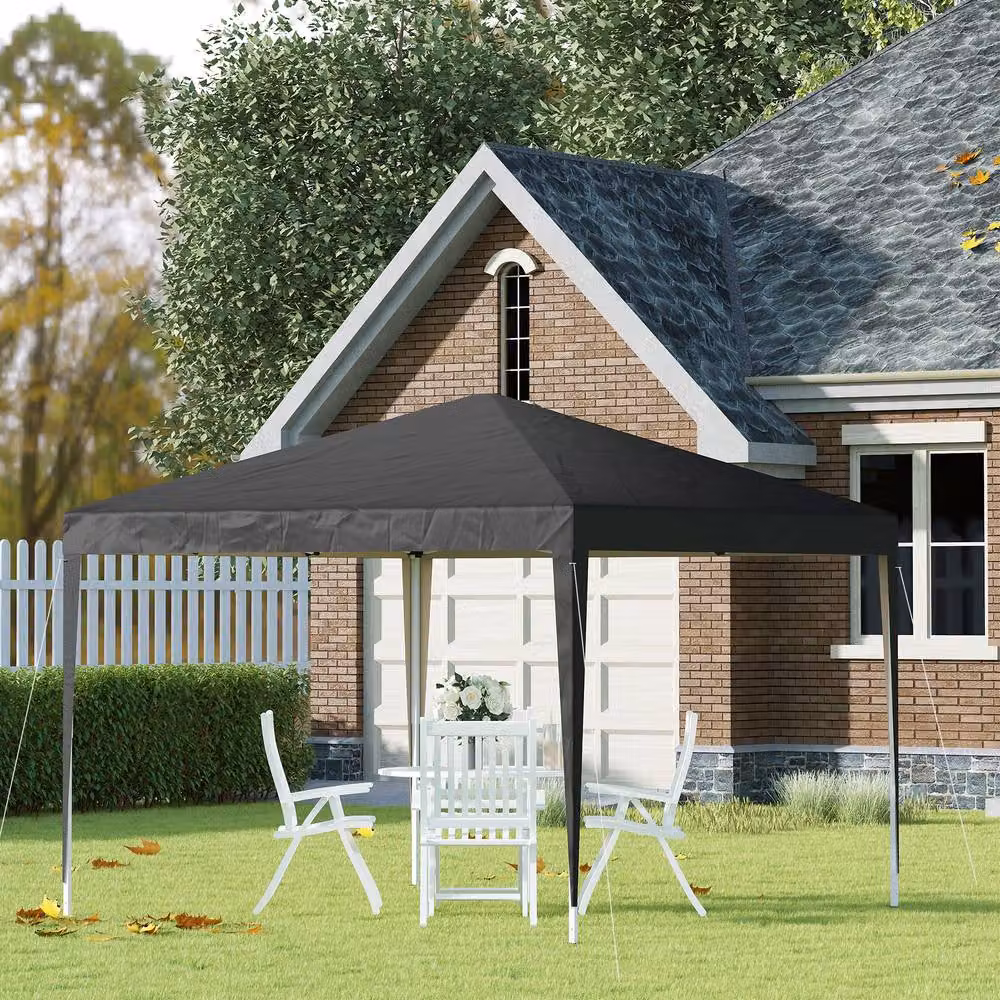 Rolipo Black Pop Up Garden Gazebo Party Tent with Carry Bag, W: 300 cm, D: 300 cm, H: 255 cm – 4