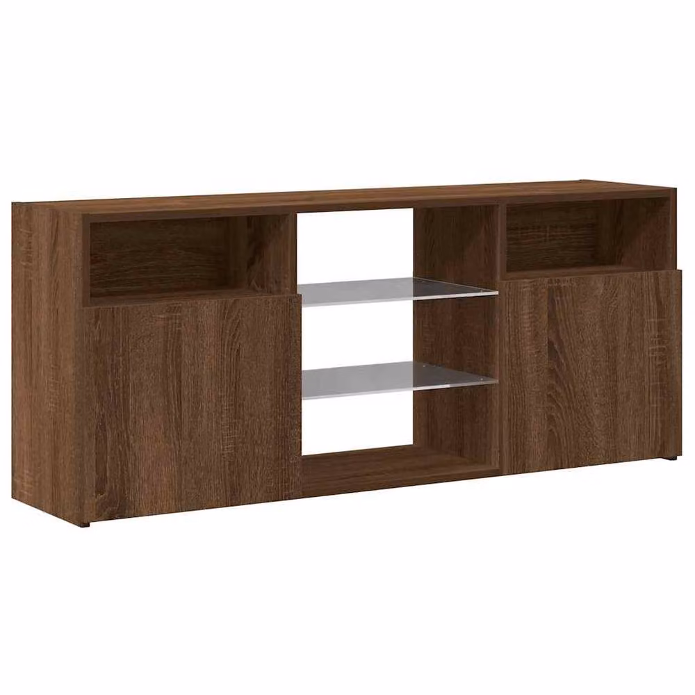 Berkfield Home Modern TV Cabinet with LED Lights in Brown Oak, W/D/H: 120 x 30 x 50 cm – 6