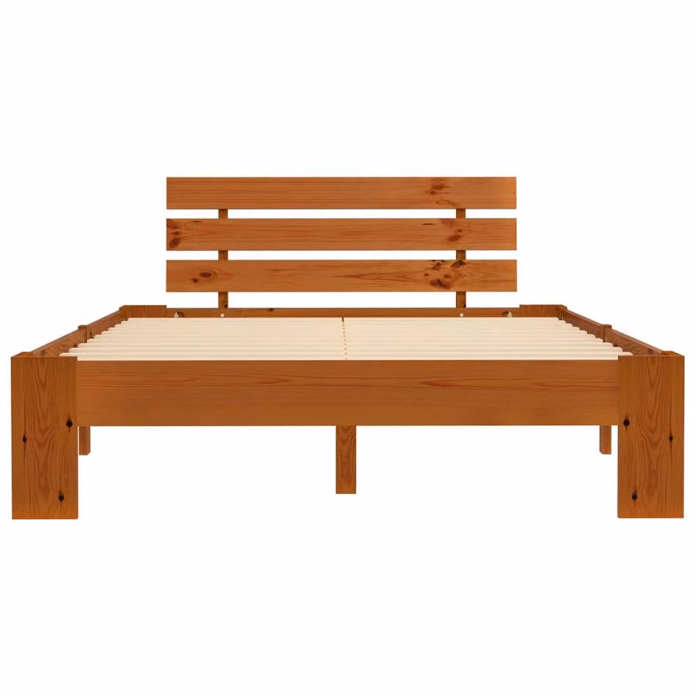 Berkfield Home Small Double Bed Frame in Brown Solid Pine Wood, W/D/H: 120 x 200 cm – 2