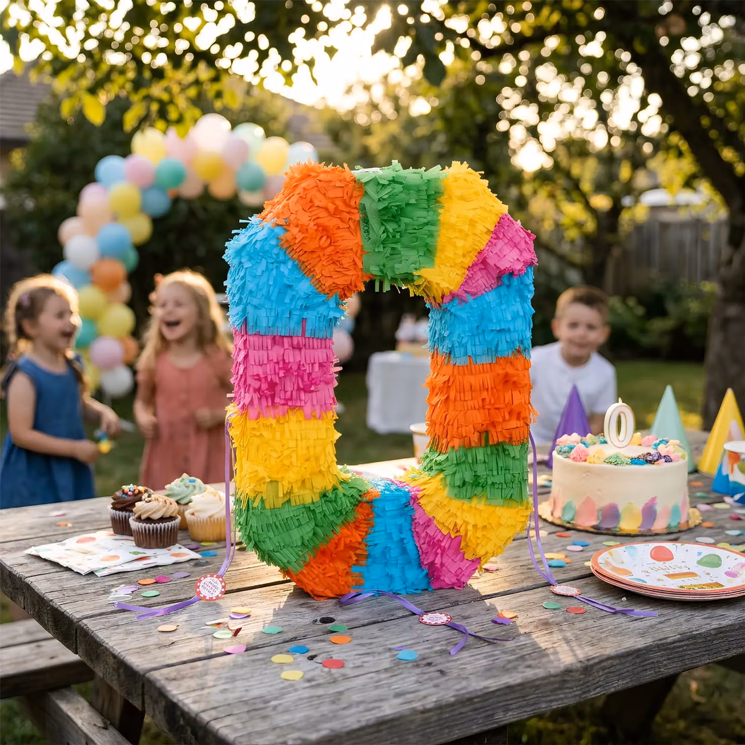 Fax Potato Multicolour Number 0 Cardboard Pinata, W: 35 cm, D: 7.5 cm, H: 50 cm – 4