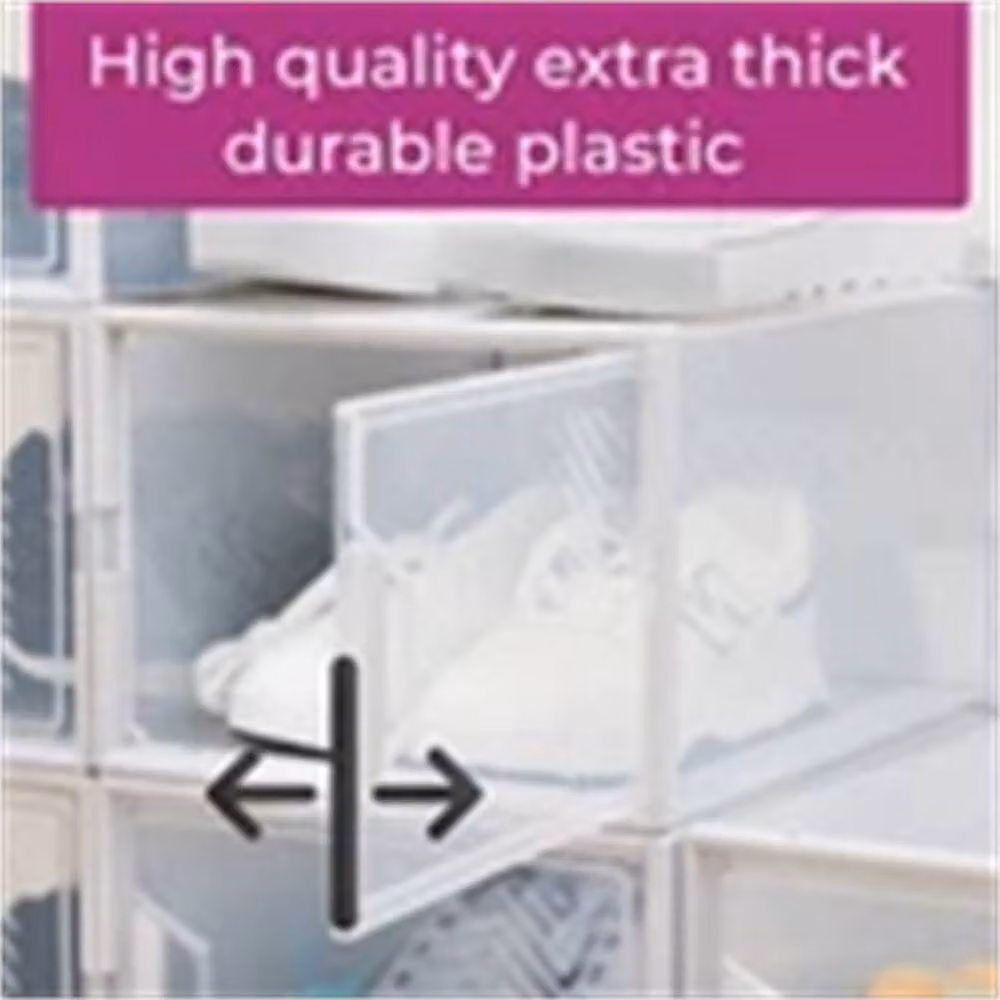 Nordara 12-Piece Stackable Large Plastic Storage Boxes in Transparent White, Width: 50 cm – 2