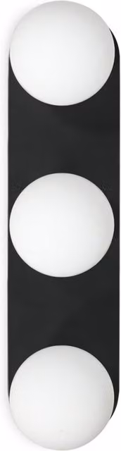 Orbital 3 Way IP44 Ceiling Light with Glass Globe Shades and Cool White LED Bulbs in Black