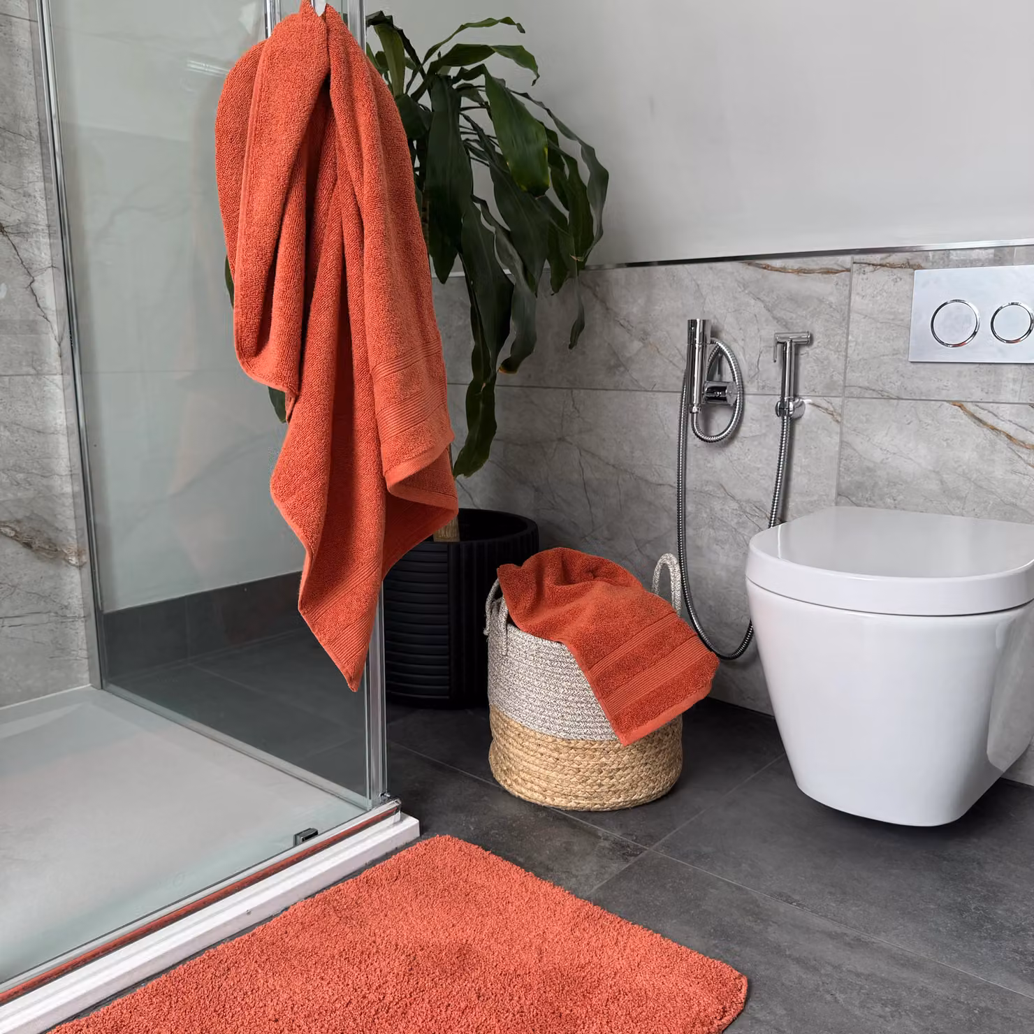 Allure Bath Fashions Pack of 2 Fluffy Cotton Hand Towels with Border in Terracotta, W: 50 cm, H: 85 cm – 3