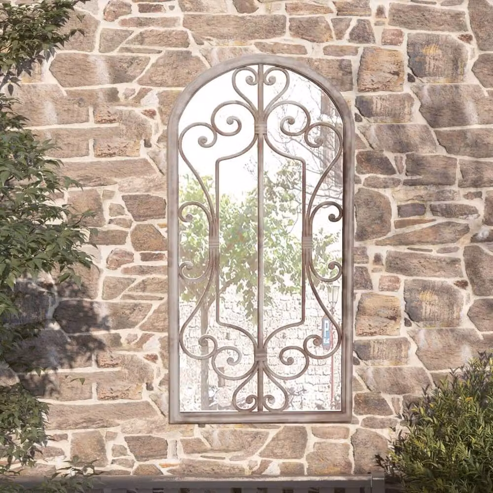 Berkfield Home Decorative Garden Mirror in Sand Beige, W/H: 70 x 30 cm – 2