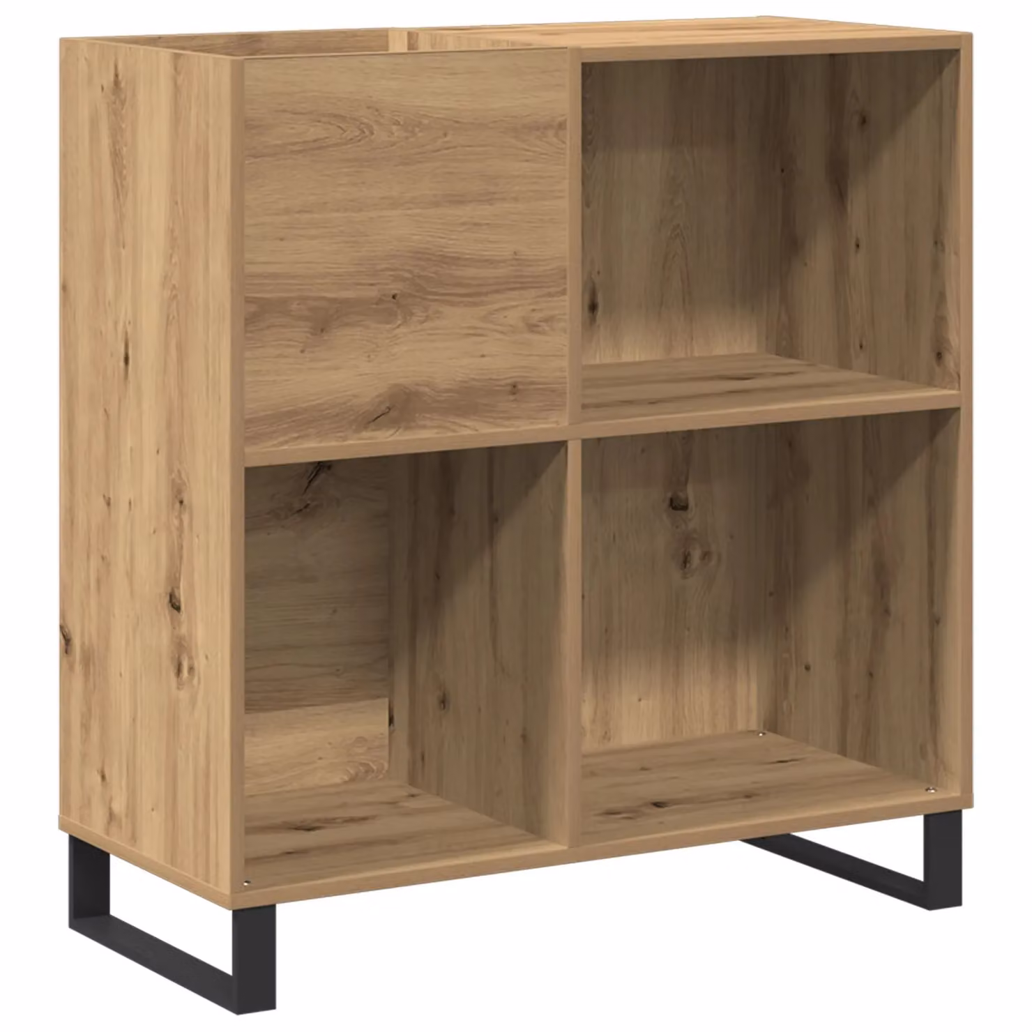 Berkfield Home Modern Record Cabinet in Brown Oak Wood, W/D/H: 84.5 x 38 x 90 cm – 2
