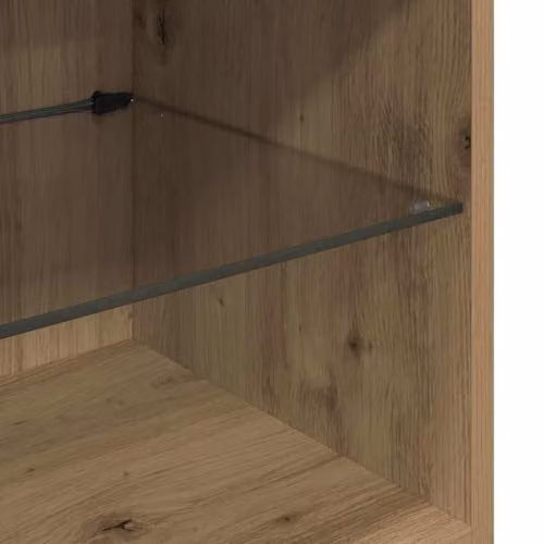 vidaXL Set of 2 Modern Wall-Mounted TV Cabinets in Artisan Oak with Integrated Lighting and Glass Doors – 5