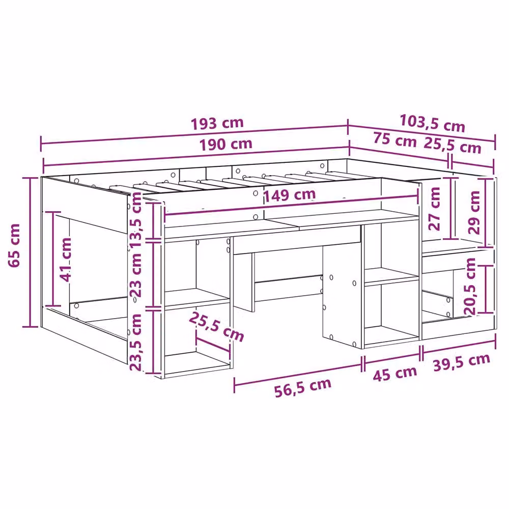Berkfield Home Kids Bed Frame with Storage in Black Oak, W: 75 cm, L: 190 cm – 5