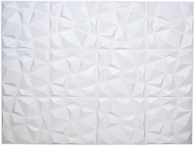 SPETLEK Modern Geometric Decorative Wall Panels, White, 10 Pieces, 30 x 30 cm – 1