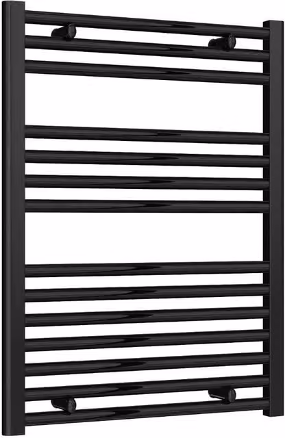 Bathroom Kingdom Diva Electric Straight Heated Towel Rail in Black, W: 800 mm, H: 600 mm