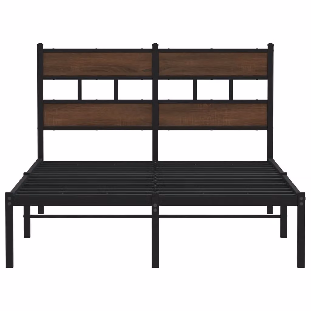 Berkfield Home Small Double Bed Frame with Headboard in Brown Oak, W/D/H: 120 x 200 cm – 3
