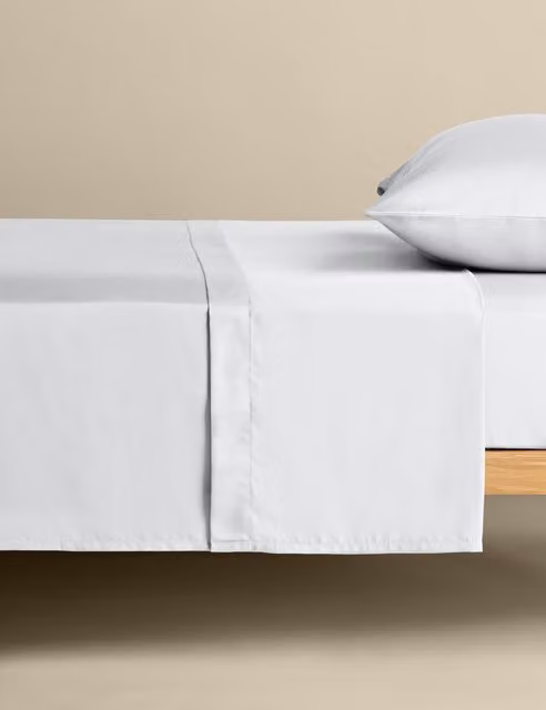 M&S Ultimate Soft and Silky Lyocell Flat Sheet, White, W/D/H: 140 x 200 cm