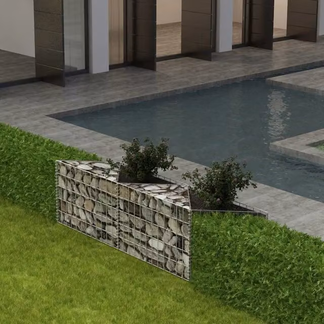 Berkfield Home Galvanised Steel Stone Gabion Basket in Silver, W/D/H: 120 x 30 x 50 cm