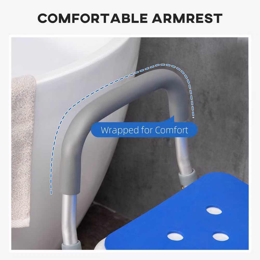 STILVORA Adjustable Shower Chair with Back and Arms in Blue – 4