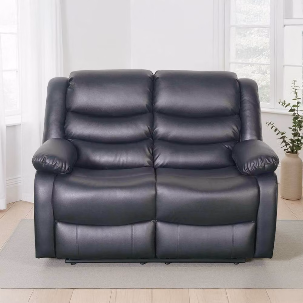 Furnishings For Less UK Cortland 3 + 2 Seater Sofa Suite in Black Synthetic Leather with Manual Reclining – 2