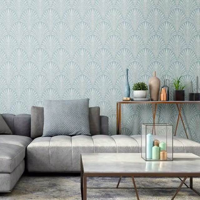 Hoopla Walls Blue Geometric Abstract Classic Wallpaper Roll