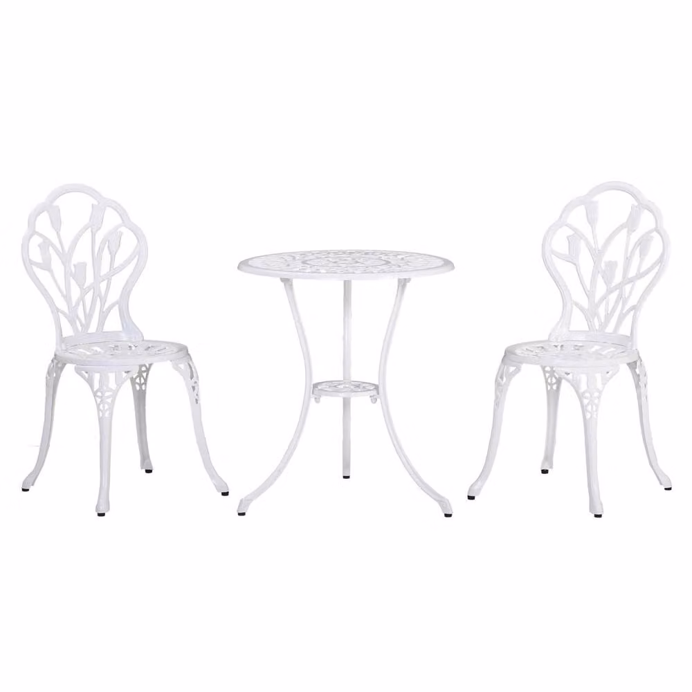 Wyld Haus Vitano 3 Piece Cast Aluminium Bistro Set in Matt White – 2