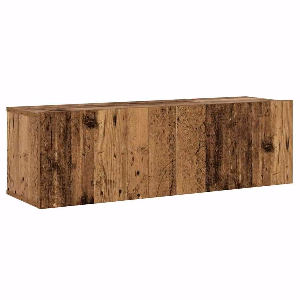 Berkfield Home Set of 3 Wall Mounted Modern TV Cabinets in Brown Old Wood Finish – 3