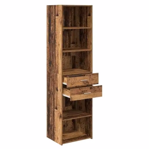 vidaXL Modern Highboard in Old Wood Brown with Internal Drawers and Shelves, W/D/H: 50 x 42.5 x 185 cm – 3
