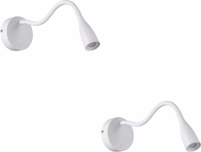 Loops 2 Pack White LED Wall Light Modern Touch Control Reading Lamp