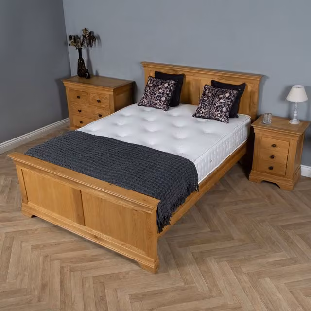 Elm Home And Garden King Size Solid Oak Bed Frame, Brown, 180 x 200 cm