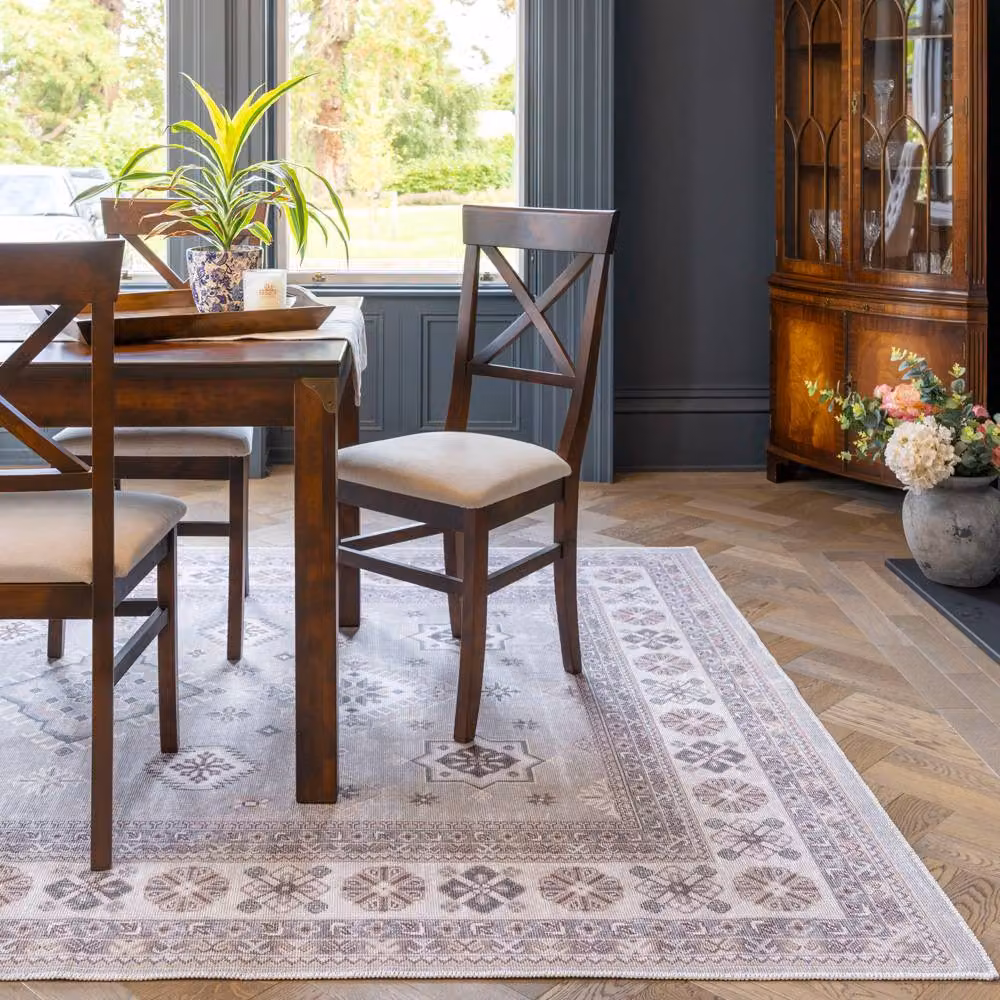 Kukoon Vintage Beige Machine Washable Non-Slip Rectangular Living Room Area Rug W: 60 cm, L: 240 cm – 3